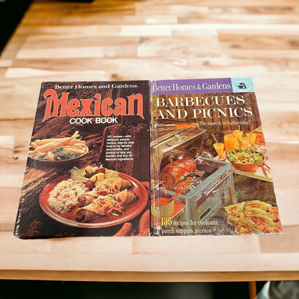 Vintage Better Homes & Gardens cookbooks 1963 & 1977 Mexican & Barbecue granny